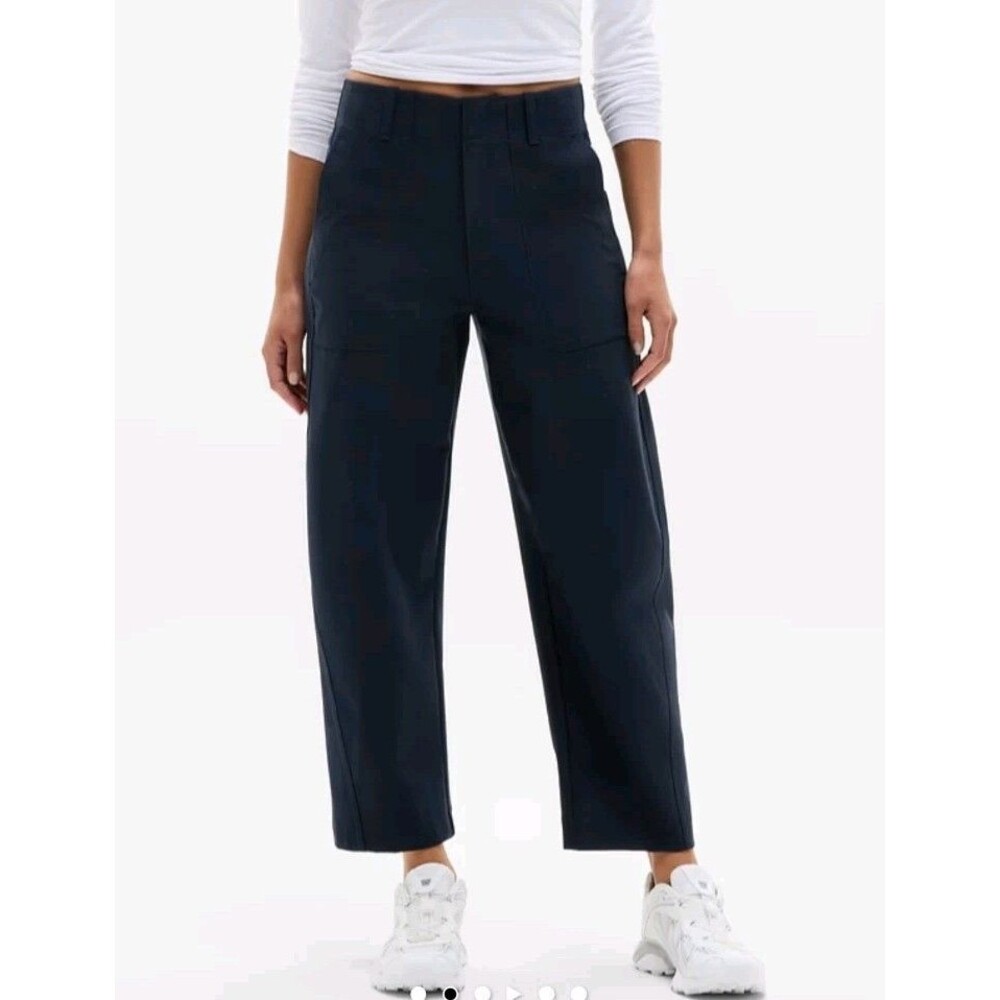 Athleta Skyline High Rise Barrel Leg Pant Bleu Sz 12 Tall Stretch Travel Pocket
